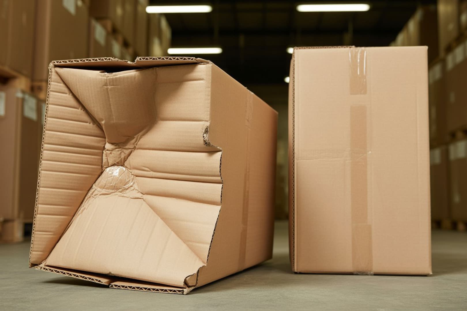 Ảnh: Thùng carton bị móp méo trong quá trình vận chuyển